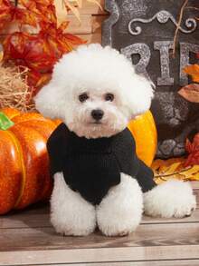 PETSIN Suéter con estampado de huesos para mascotas en Halloween - Negro - Ver 5