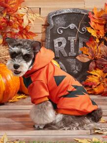 PETSIN Halloween Printed Pet Hooded Sweatshirt - Multicolor - View 4
