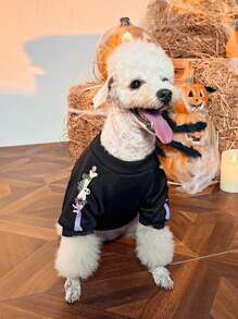 PETSIN 1pc Pet Skeleton Print Sweatshirt, Halloween - Multicolor - View 9