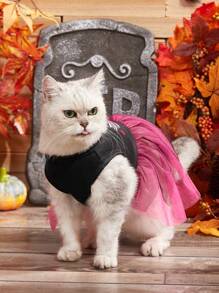 PETSIN Váy lưới in hình bộ xương cho thú cưng Halloween - Hồng - Xem 5