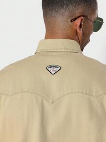 SUMWON Oversized Fit Washed Twill Shirt With Front Print
