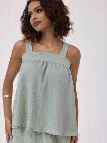 Forever 21 Été Nouveau Débardeur Décontracté Confortable en Tissu de Maille avec Liens pour Vacances - Vert - Voir 3