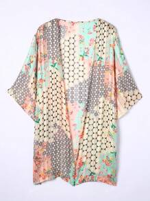 Acelitt Summer Women's Bohemian Style Polka Dot Printed Bat Sleeves, Loose Casual Kimono Cover, Travel Beach Vacation