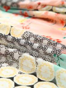 Acelitt Women's Bohemian Style Polka Dot Print Batwing Sleeve Loose Casual Kimono Jacket, Suitable For Travel, Beach, Vacation In Summer