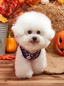 PETSIN 1 件万圣节风格紫色菱形骷髅图案透气轻便背心 - 彩色 - 查看 8