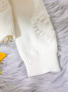 Suéter tejido de lunares y corazones cálido, cómodo y versátil para niña preadolescente, adecuado para uso diario, escuela, exterior, fiesta, otoño e invierno