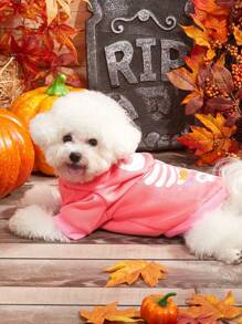 PETSIN Sudadera con capucha rosada de Halloween con estampado de huesos - Multicolor - Ver 3