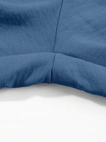 Acelitt Women Plain Simple Loose V-Neck Short Sleeve Jumpsuit - Dusty Blue - View 7