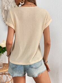 SHEIN Frenchy Women Embroidery Decor Round Neck Short Sleeve T-Shirt