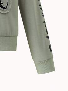 SHEIN 2 Stücke Mädchen Lässiges bedrucktes Sweatshirt Set