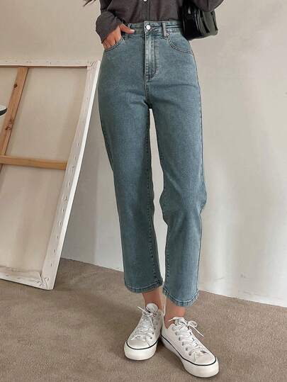 DAZY 女士纯色简约日常连帽长袖牛仔外套和牛仔裤套装