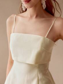 MOTF PREMIUM PARTE SUPERIOR TIPO CAMI CON CIERRE TRASERO, DOBLADILLO CON VOLANTES, VISCOSA SÓLIDA - Albaricoque - Ver 3