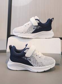 1 双儿童男女款网眼透气休闲鞋，轻便学生运动鞋，适合春秋季 - 藍白色 - 查看 5