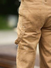 Manfinity Homme Men Ripped Straight Leg Jeans - Khaki - View 7