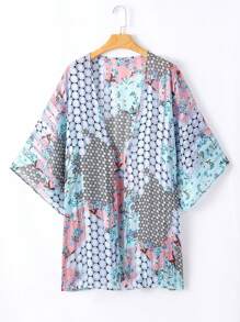 Acelitt Summer Women's Bohemian Style Polka Dot Printed Bat Sleeves, Loose Casual Kimono Cover, Travel Beach Vacation