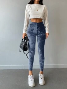 RueChic Solid Wideband Waist Leggings - Grey - View 3