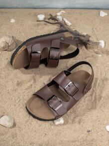 1pair Peep-Toe Comfortable & Fashionable All-Matching Non-Slip Beach Sandals For Boys - Brown - View 2