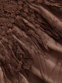 SHEIN MOD Plus Size Retro Hippie Style 70s Brown Fringed Decorated Dress, Autumn - Brown - View 3