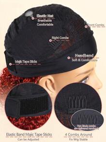 Kinky Curly Headband Wig Rose Red Color Human Hair Wig With Head Band Affordable Hair Replacement He - S33D - View 6