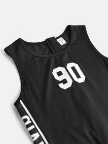 Tween Girls' Sleeveless Letter Graphic Breathable Fitted Romper Shorts - Black - View 4