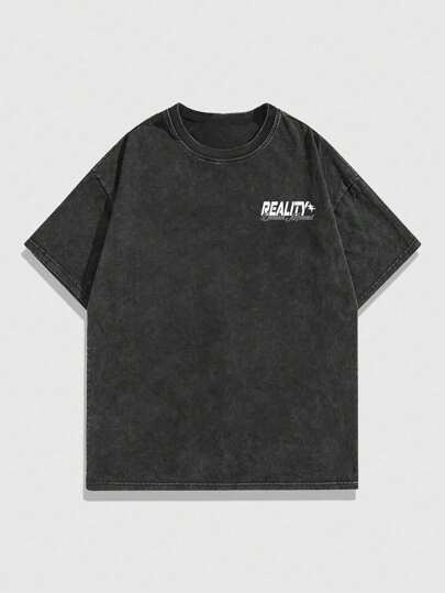 Street Life T-shirt à manches courtes avec imprimé slogan pour hommes, convient pour un port quotidien au printemps et en été, pour l'école