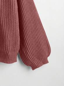 Calvaya Áo len cardigan dài tay đơn giản màu trơn cỡ lớn cho nữ mặc hàng ngày, mùa đông - Màu hồng gỉ - Xem 5