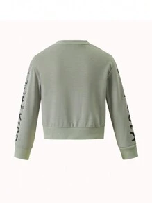 SHEIN 2 Stücke Mädchen Lässiges bedrucktes Sweatshirt Set