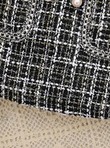 SHEIN Baby Girl Cute Contrast Mesh Flower Top And Plaid Skirt Set, Fall/Winter - Black - View 8