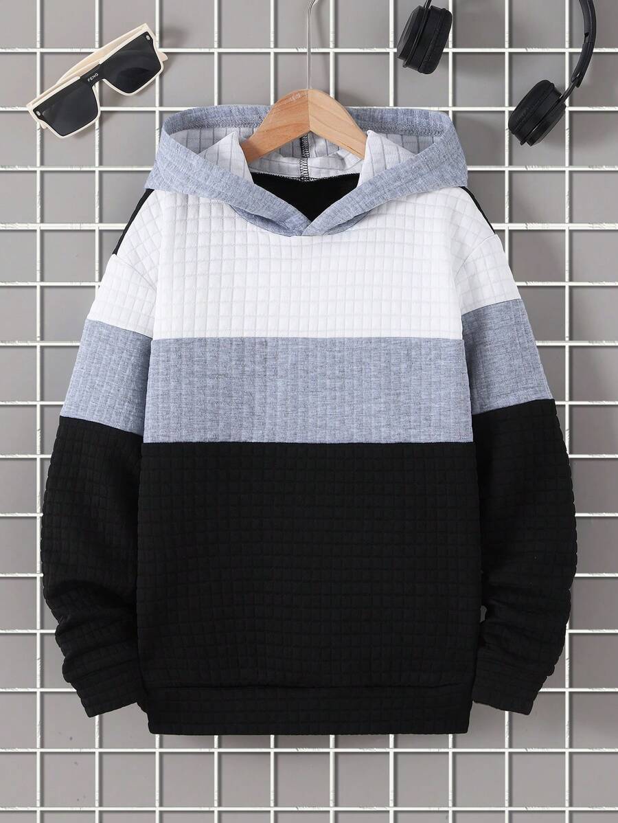 Áo nỉ phối màu tương phản cho bé trai, kiểu dáng thường ngày năng động. - Nhiều màu - Xem 1