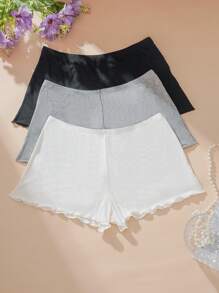Shein Underwear&Sleepwear Basics 3pcs/Pack Women Solid Color Knitted Briefs