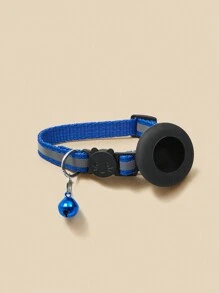 PETSIN 創意時尚反光圓形寵物項圈，附鈴鐺和ID標籤空間 - 寶藍色 - 查看 1