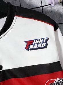 SHEIN Boys' Casual Motocycle Patchwork Long Sleeve Jacket, Autumn Winter - Multicolor - View 7