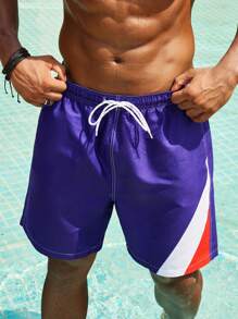 Surfspeed Men's Plus Size Color Block Simple Style Casual Tie Beach Shorts - Multicolor - View 3