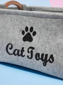 PETSIN Caja de almacenamiento de suministros para mascotas para gatos y perros, gris, utilizada para guardar juguetes para mascotas