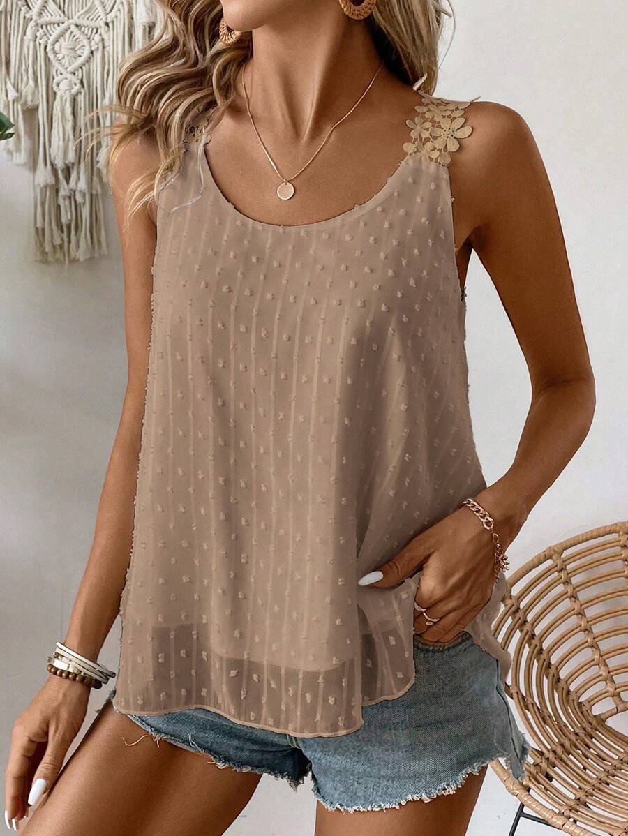 EMERY ROSE Women's Plain Minimalist Sleeveless Tank Top - Khaki - View 1