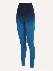 Easithlete 漸層緊縮褶皺臀部寬腰帶運動打底褲 - 水鴨藍 - 查看 4