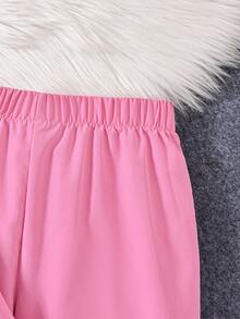 Tween Girls' Pink Blazer And Flared Pants With Belt 2pcs Formal Suit Set, Autumn - Pink - View 5