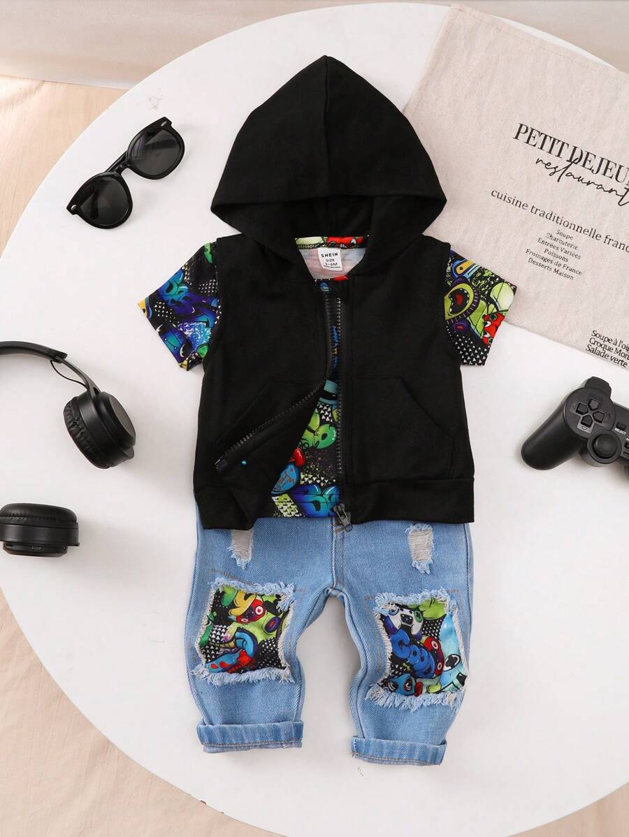 Ensemble de 2 pièces Top + Jeans et cool pour bébés garçons - Multicolore - Voir 1
