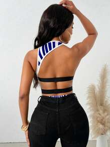 VaVaBold 女士无袖镂空条纹定位紧身衣休闲度假 - 彩色 - 查看 2