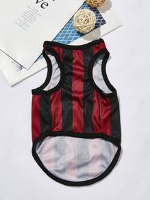 PETSIN Chaleco deportivo de rayas para mascotas perros o gatos, transpirable y cómodo, con números y huellas impresas, top de tanque de verano, 1 pieza negra y roja - Multicolor - Ver 2