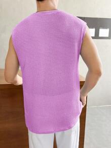 Manfinity RebelGame Suéter de punto de cuello redondo de unicolor para hombre - Morado - Ver 2