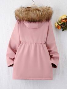 Tween Girl 加厚保暖内衬连帽夹克 - 粉色 - 查看 2