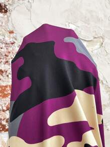 SHEIN LUNE 2 件套迷彩字母标语镂空细肩带上衣和紧身裤套装，加大码，适合夏季 - 中紫紅色 - 查看 7