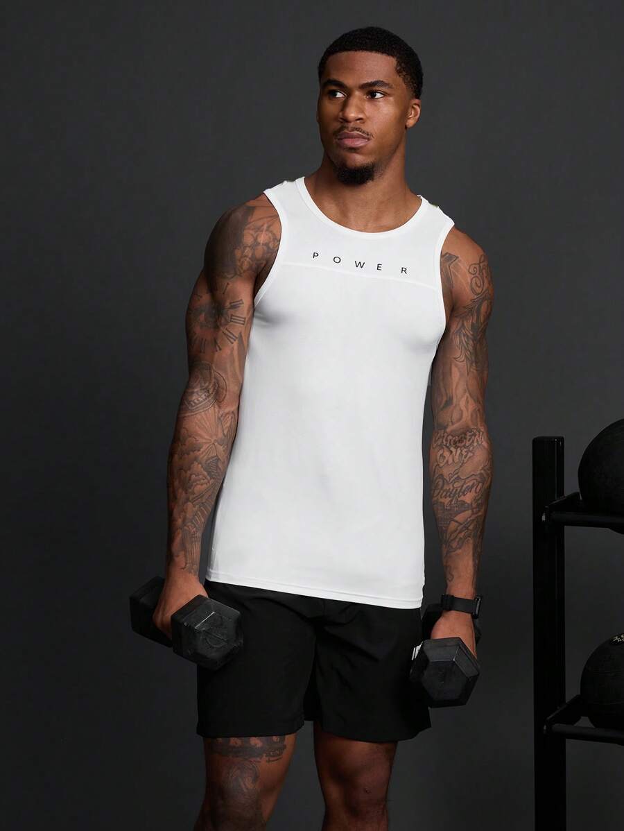 Gym Rark Boyfriend Style Men's Casual Letter Print Sleeveless Tank Top, Summer School - Multicolor - View 1