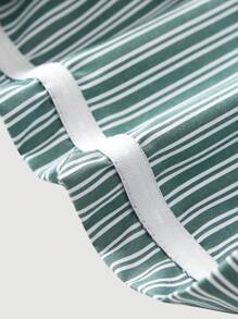 SHEIN MOD Ladies' Striped Bandeau Shirt-Style Top - Green - View 6