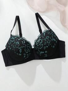 SHEIN 大码蕾丝日常胸罩和无钢圈胸罩 - 綠色 - 查看 3