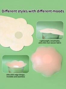 2 pares de pezoneras reutilizables de silicona con forma de nube para tallas grandes, sujetador invisible - Albaricoque - Ver 6