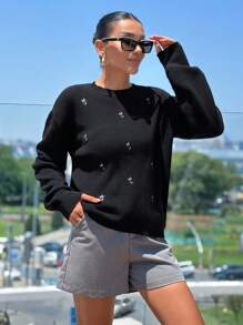 EURMUSE 刺绣毛衣套衫