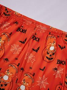 SHEIN Men Halloween Cartoon Bear Pumpkin Star Print Pajama Set, Family Matching Clothes - Multicolor - View 3