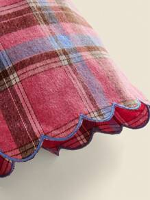 SHEIN Tween Girls Cute Plaid Woven Flare Hem Straight Leg Casual Palazzo Pants, Back To School Festive Delight - Multicolor - View 11